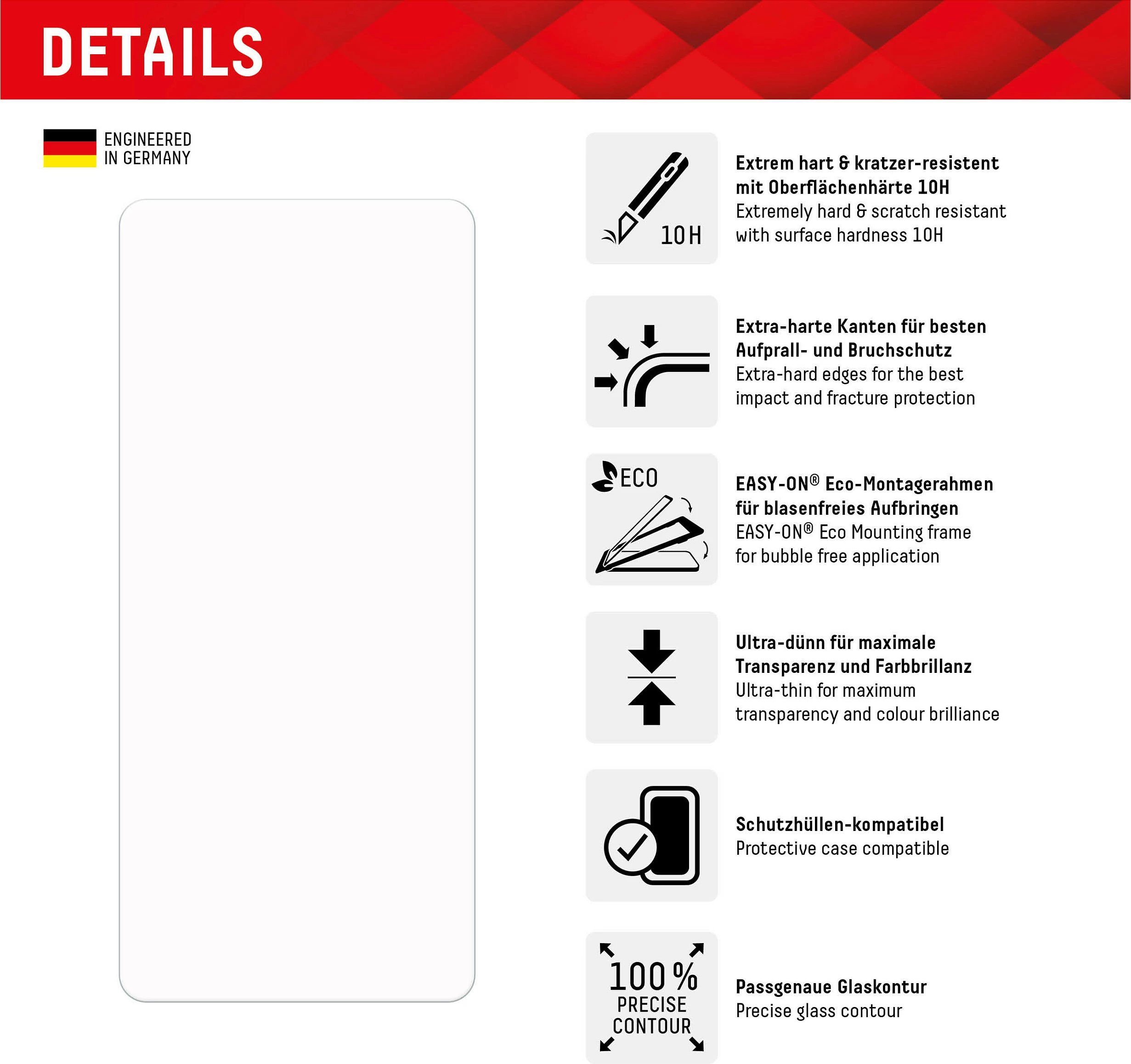 Xham mbrojtës ekrani Displex Real Glass 10H për Samsung Galaxy A54 5G, transparent
