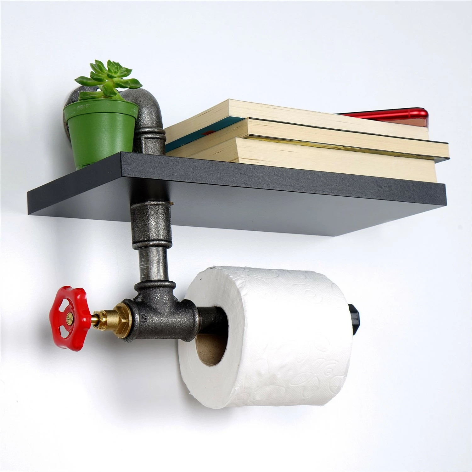 Mbajtës letre tualeti industrial, ngjyrë e zezë dhe argjendtë, Boruraf241