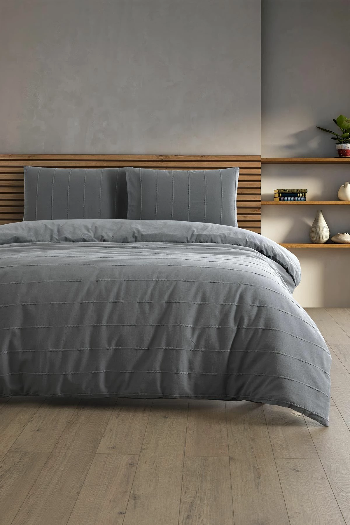 Set mbulesë dysheku për dyshek dopio, ngjyrë antracit, L'Essentiel Linge de Maison