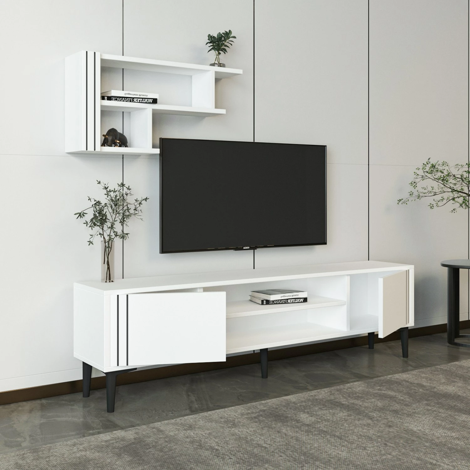 Set komodë TV Hanah Home, ngjyrë e bardhë, Snow