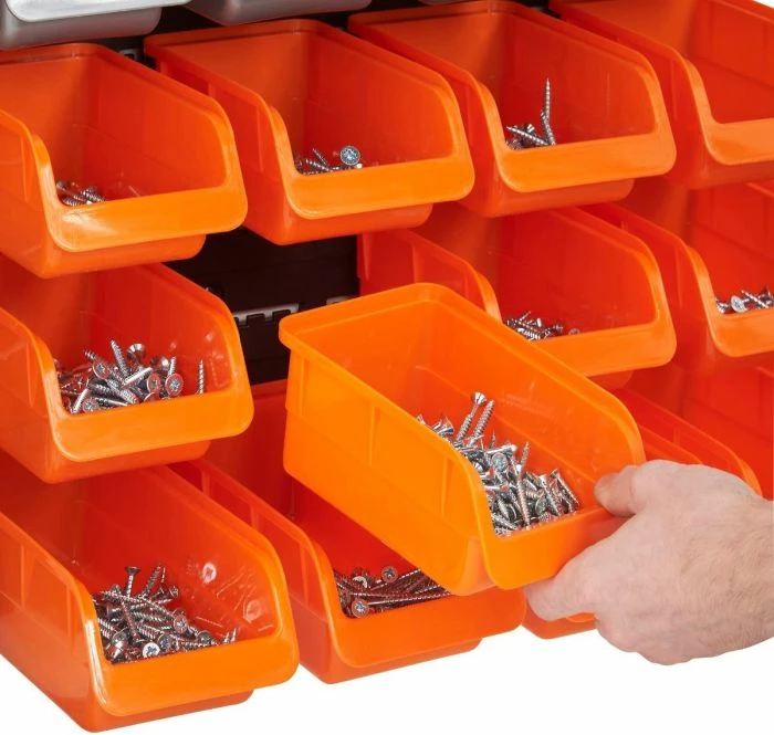 Organizues muri për vegla VONHAUS 15/242, 44-copë, panel i zi me kuti gri/portokalli