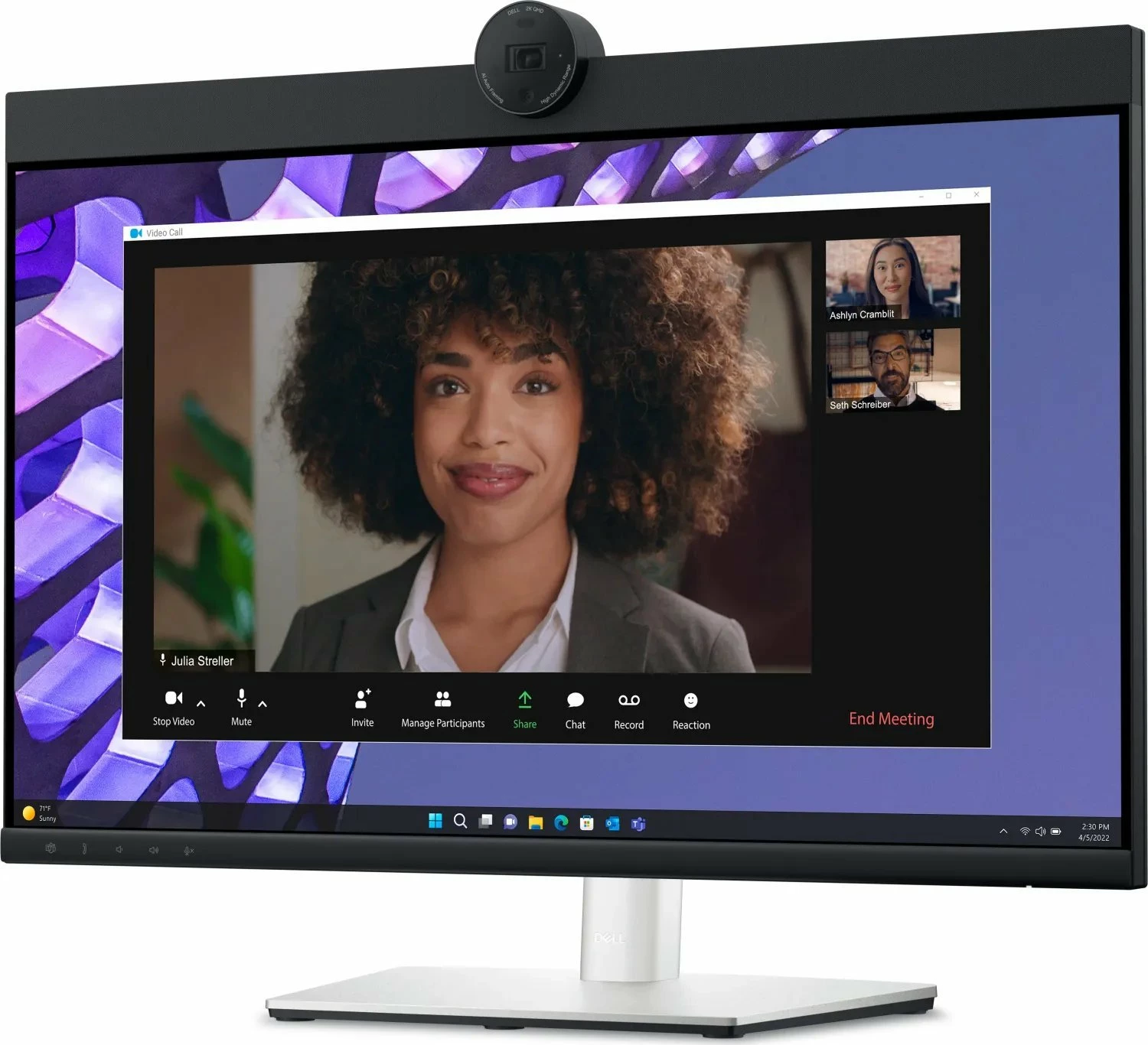 Monitor videokonference Dell P2724DEB (210-BFMZ) 27" WQHD, USB-C 90W, me kamerë dhe altoparlant, zi/argjend