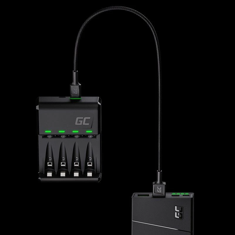 Karikues baterish Green Cell VitalCharger GRADGC01, 4-kanal AA/AAA Ni-MH, USB-C/Micro USB, i zi