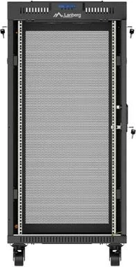 Kabinet rack LANBERG 19" 24U 600x600, standing, dyer të perforuara, me rrota, i zi