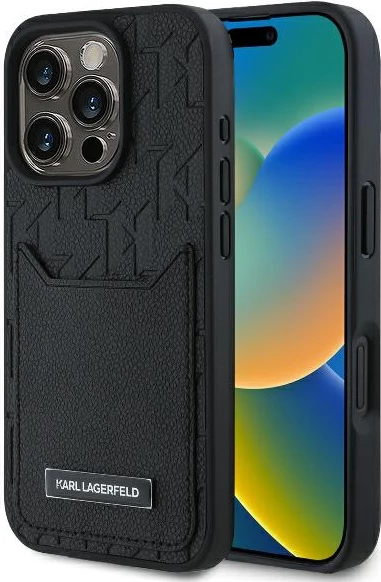 Mbështjellës Karl Lagerfeld Cardslots Monogram për iPhone 16 Pro Max, i zi