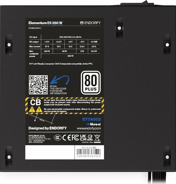 Furnizues rryme ATX Endorfy Elementum E5 350W 80 Plus, EY7A003, i zi