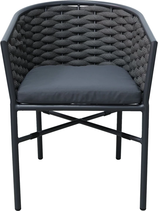 Karrige alumini Noevo e grumbullueshme, kornizë dhe jastëk gri, 57x62x77cm