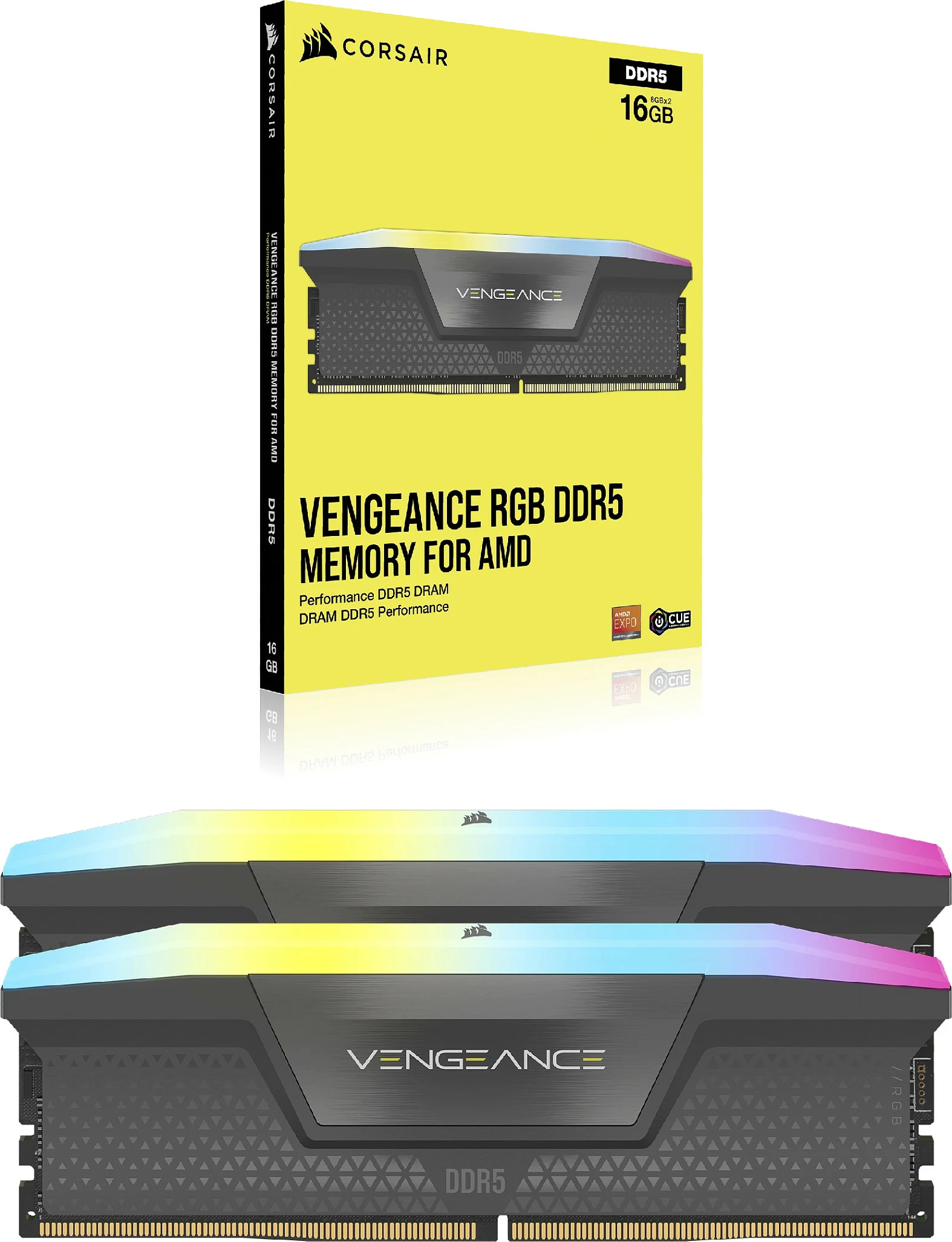 RAM Memorje Corsair Vengeance RGB 32GB (2x16GB) DDR5 6400MHz CL32, e zezë