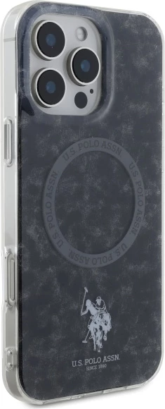 Mbështjellës U.S. Polo Assn. IML Ring MagSafe për iPhone 16 Pro Max, Zi