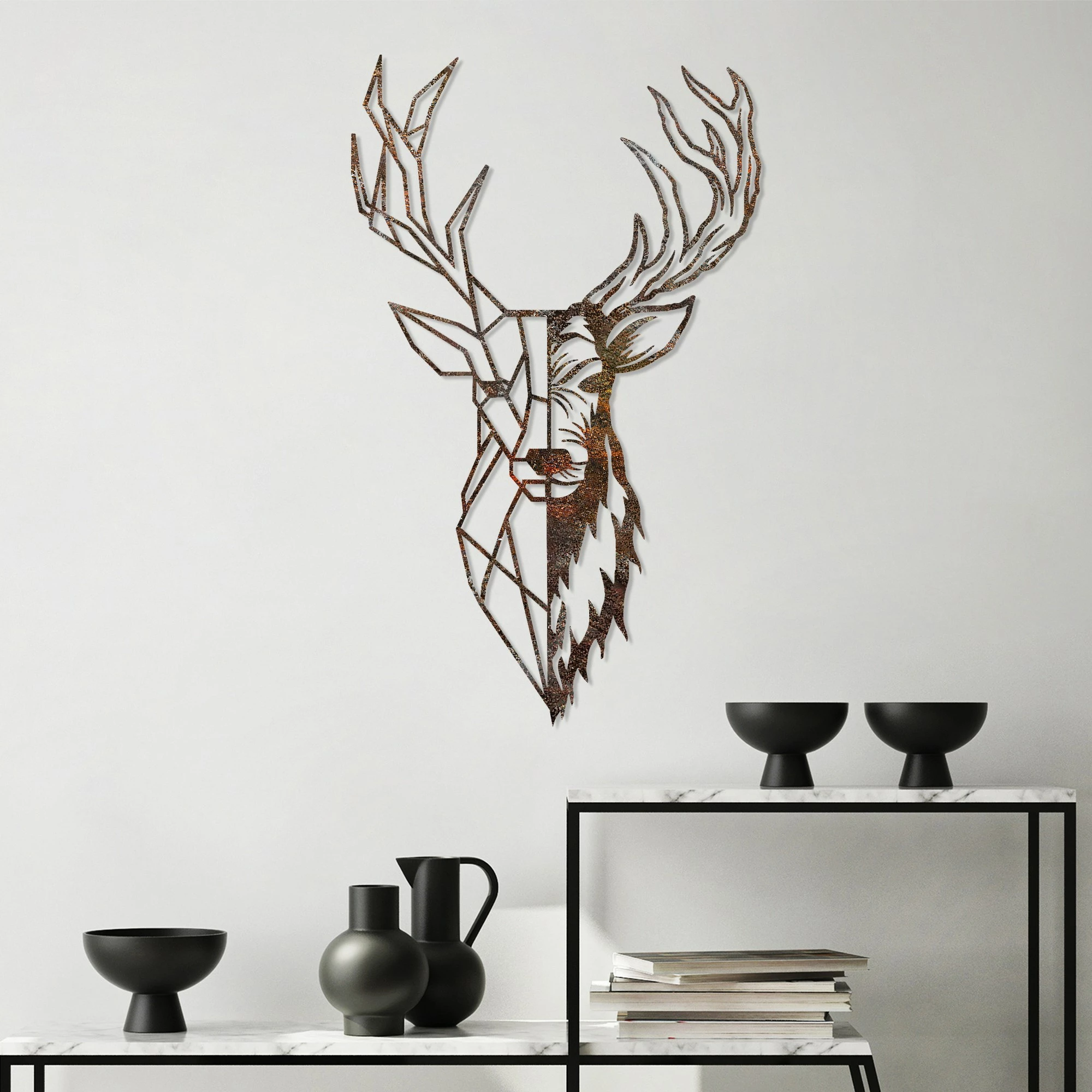 Aksesor dekorativ metalik për mur, kaproll, Wallity, Rusty Deer 3