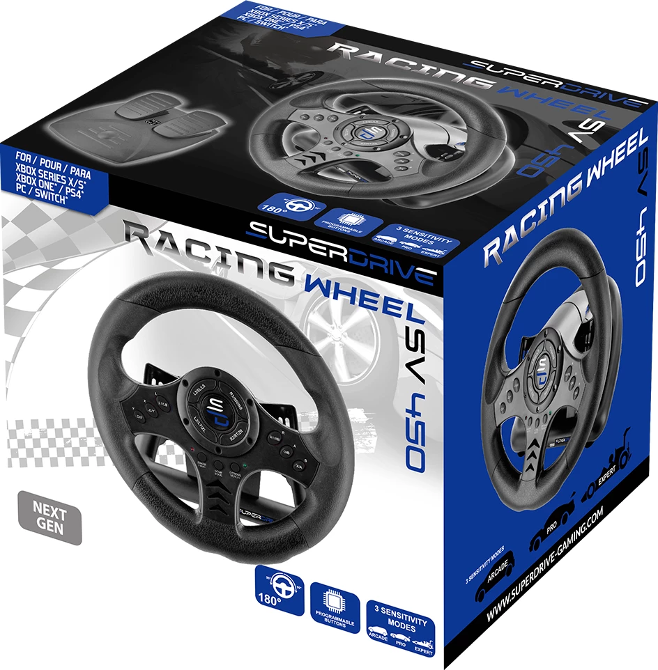 Volan garash Subsonic Superdrive Multi SV450 Next Gen 24 cm, 180°, wired, me pedale, i zi