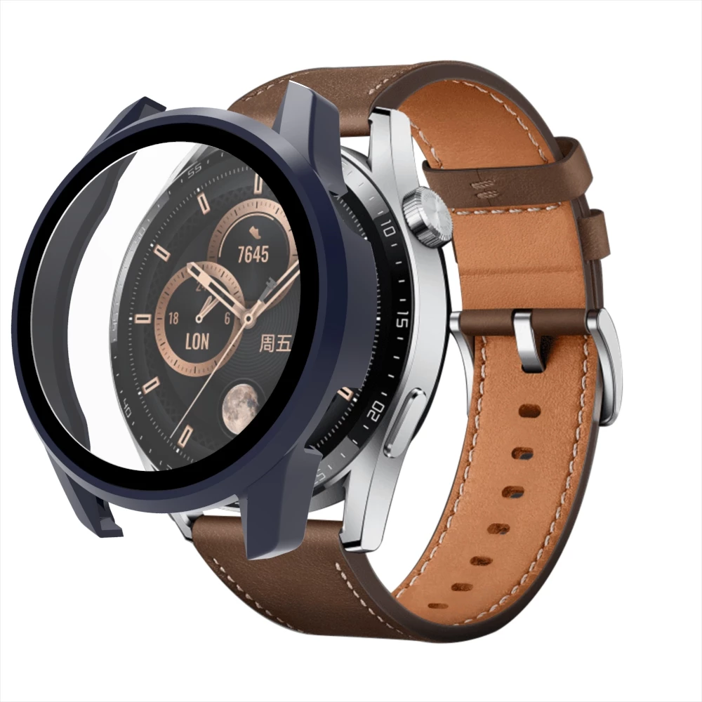 Mbrojtës xhami me kasë për Huawei Watch GT3 42mm Hurtel, kaltër e errët
