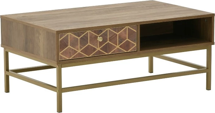 Tavolinë kafeje Brilo Inart, ngjyrë kafe-ari, 101x59x43cm