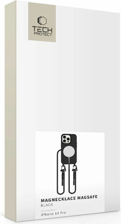 Mbështjellës Tech-Protect Magnecklace për iPhone 14 Pro, MagSafe, i zi, me litar