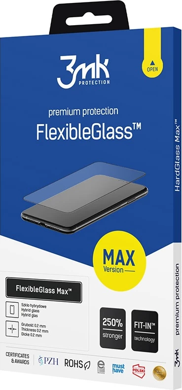 xham mbrojtës hibrid 3mk FlexibleGlass Max për Samsung Galaxy A30/A50/A30s/A50s/A40s 0.2mm 7H, i zi, set 1 copë