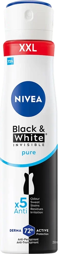 Sprej antiperspirant për femra Nivea Black&White Invisible Pure, 250ml