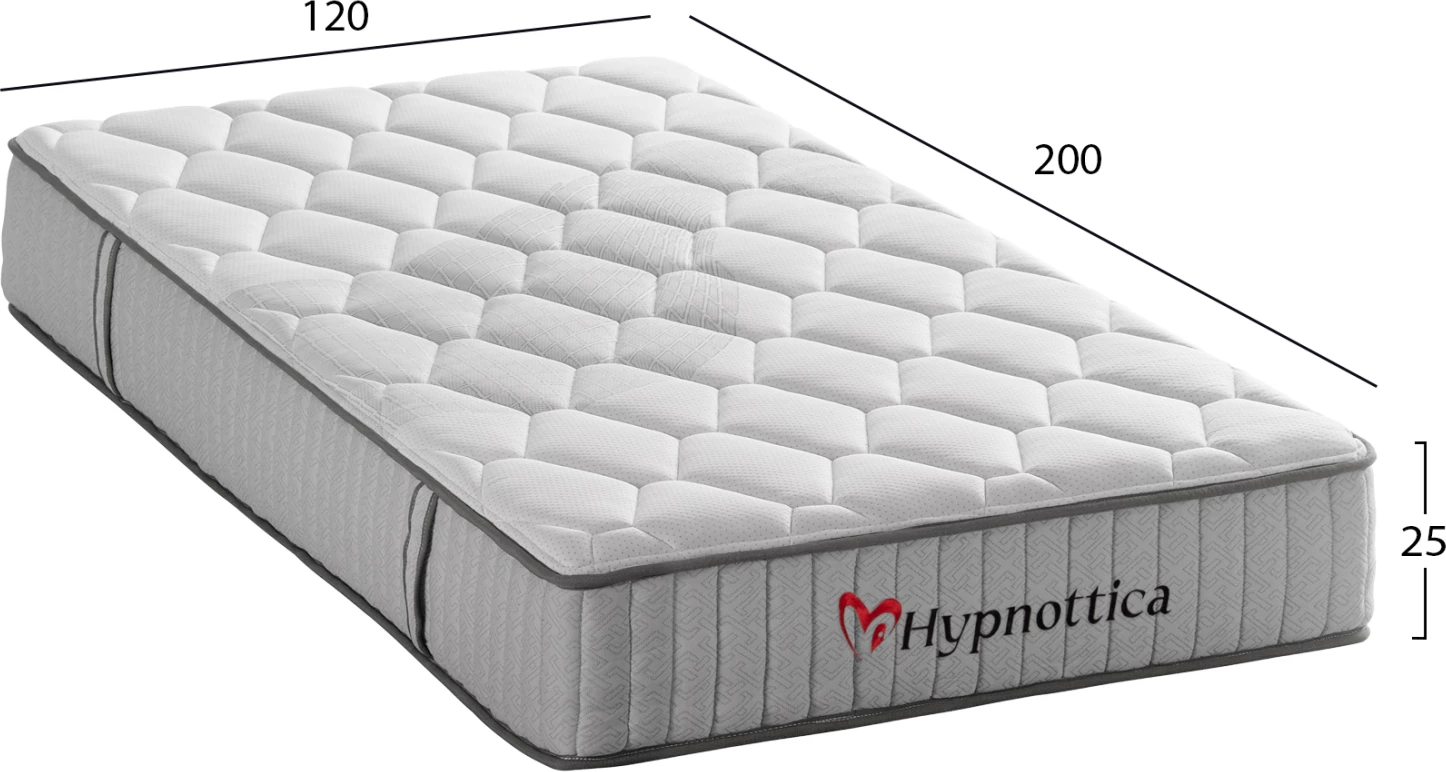 Dyshek gjysmë-dyshe HYPNOTTICA, susta xhepi, i bardhë, 120x200x25cm