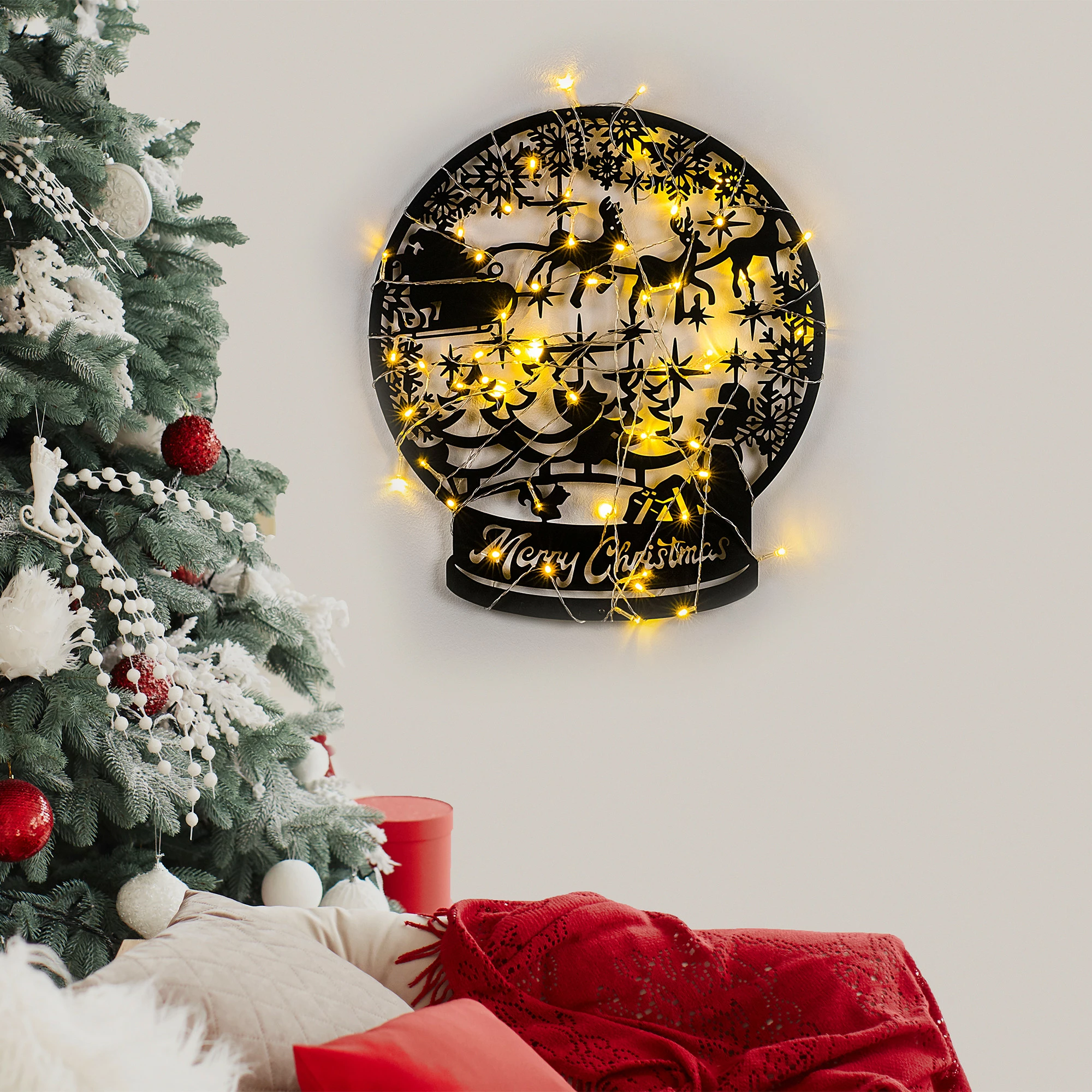 Aksesor dekorativ metalik për mur, Wallity, XMASBLACK - 025
