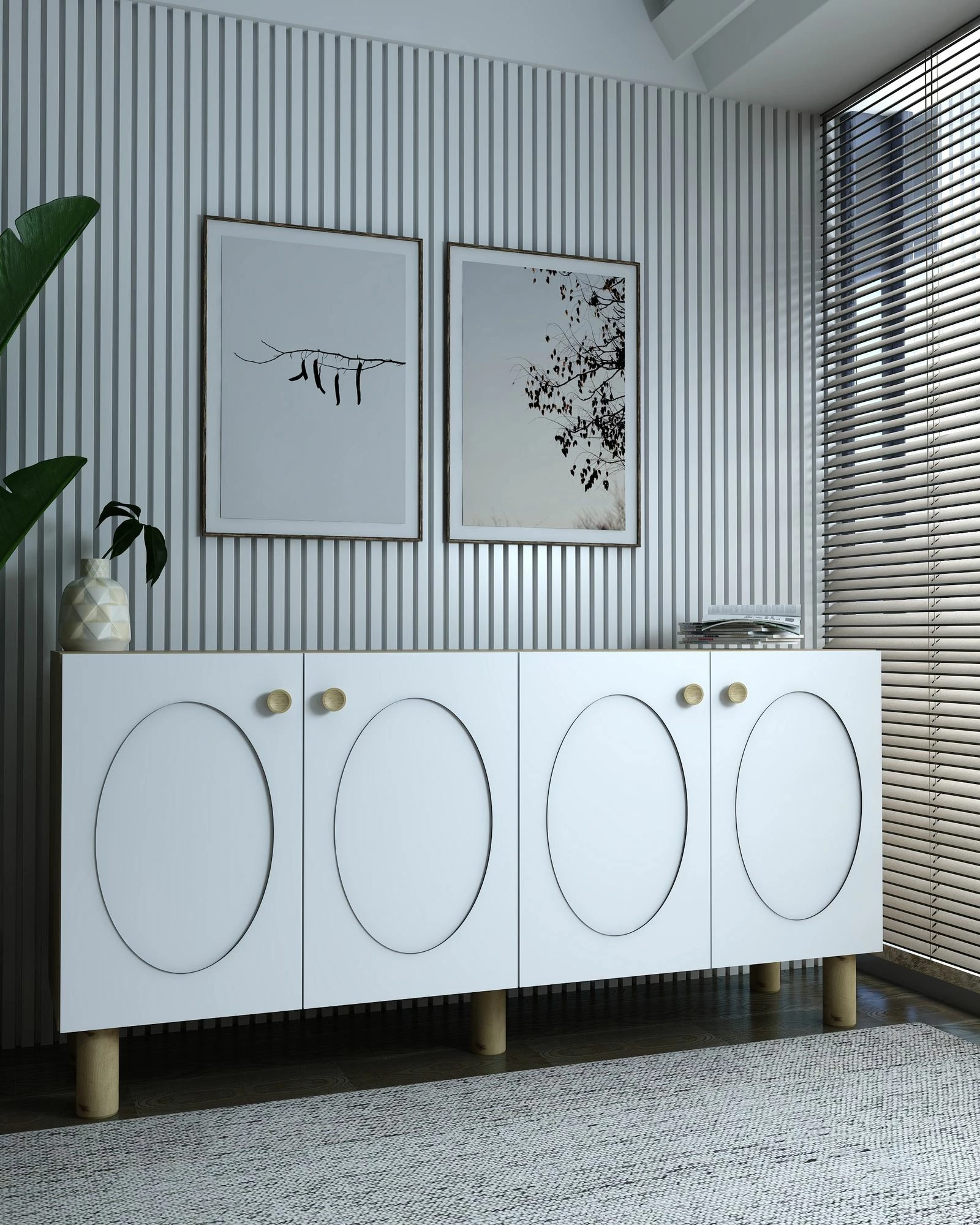 Konsol Skye Decor, Elisa KB150 Bohem, ngjyrë lis safir dhe e bardhë