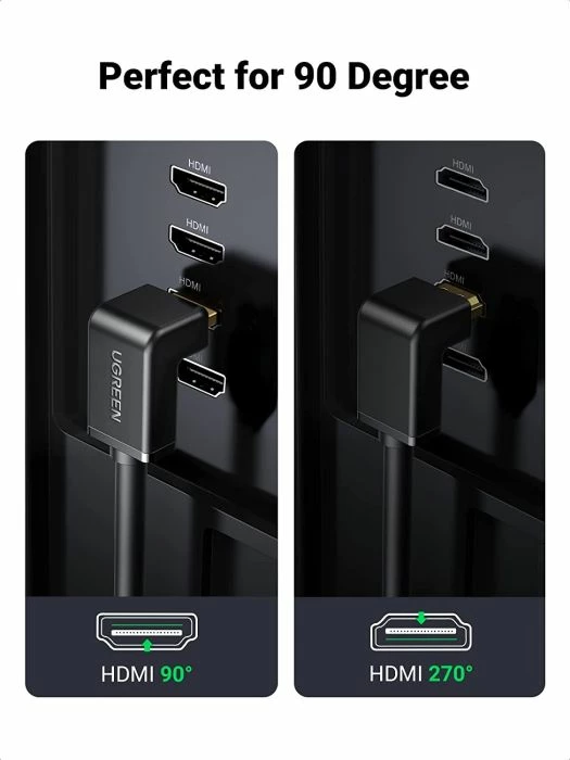 Kabllo HDMI UGREEN Corner MPN 10173, 4K/60Hz, 2m, kënd 90°/270°, e zezë