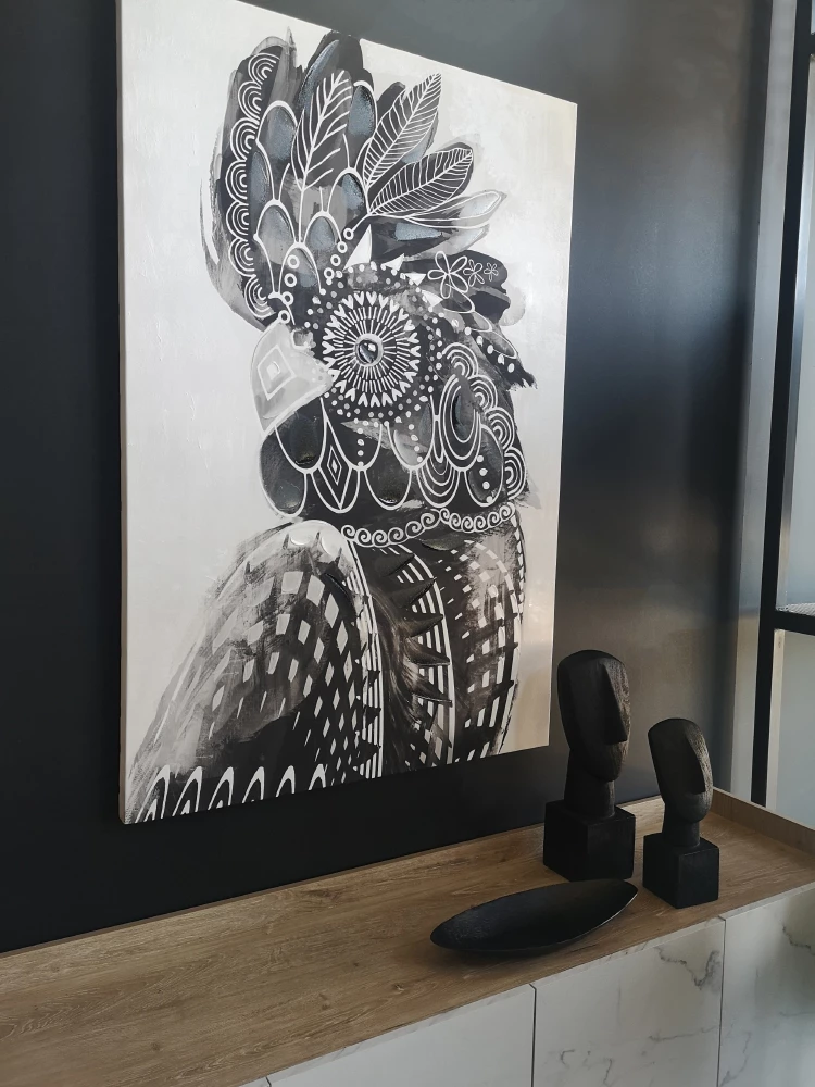 Pikturë dekorative, kanavacë, dru, e zezë dhe e bardhë, 80x120x4cm