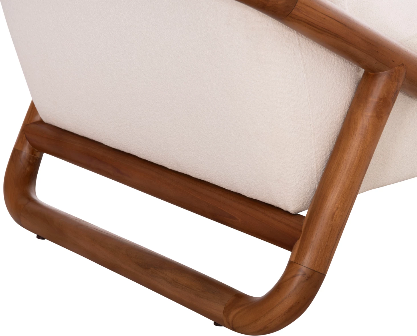 Karrige lounge Ramrod, dru tik natyral, boucle krem e bardhë, 75x87x79cm