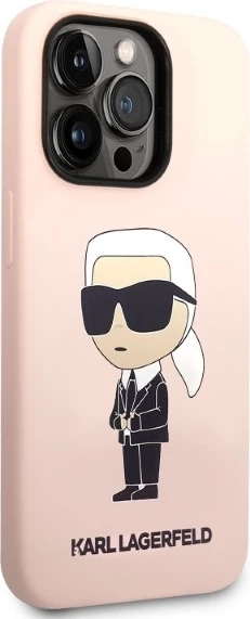 Mbështjellës Karl Lagerfeld Silicone Ikonik për iPhone 14 Pro Max, rozë