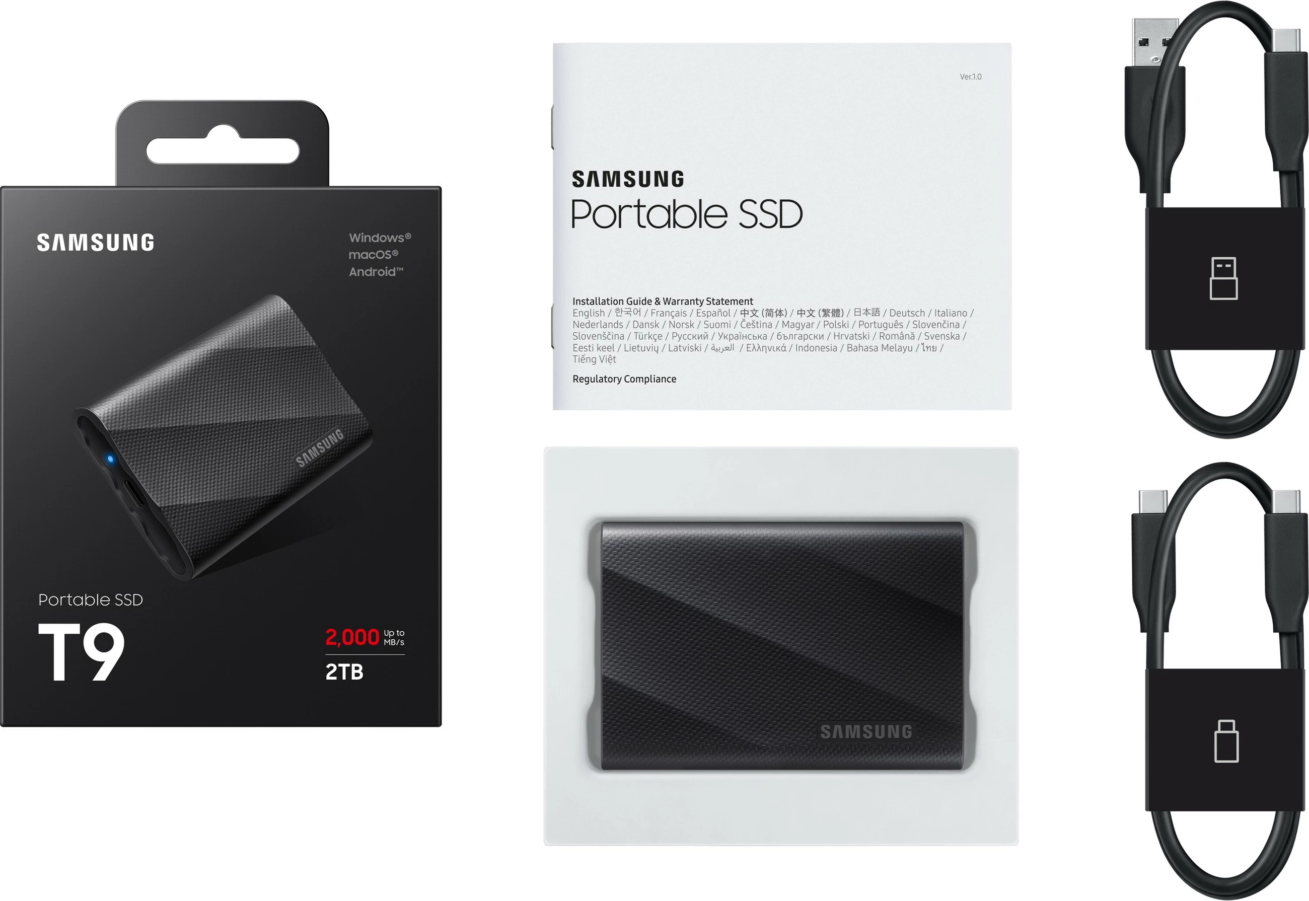 SSD Samsung MU-PG2T0B, 2 TB, USB Type-C, 3.2 Gen 2, e zezë