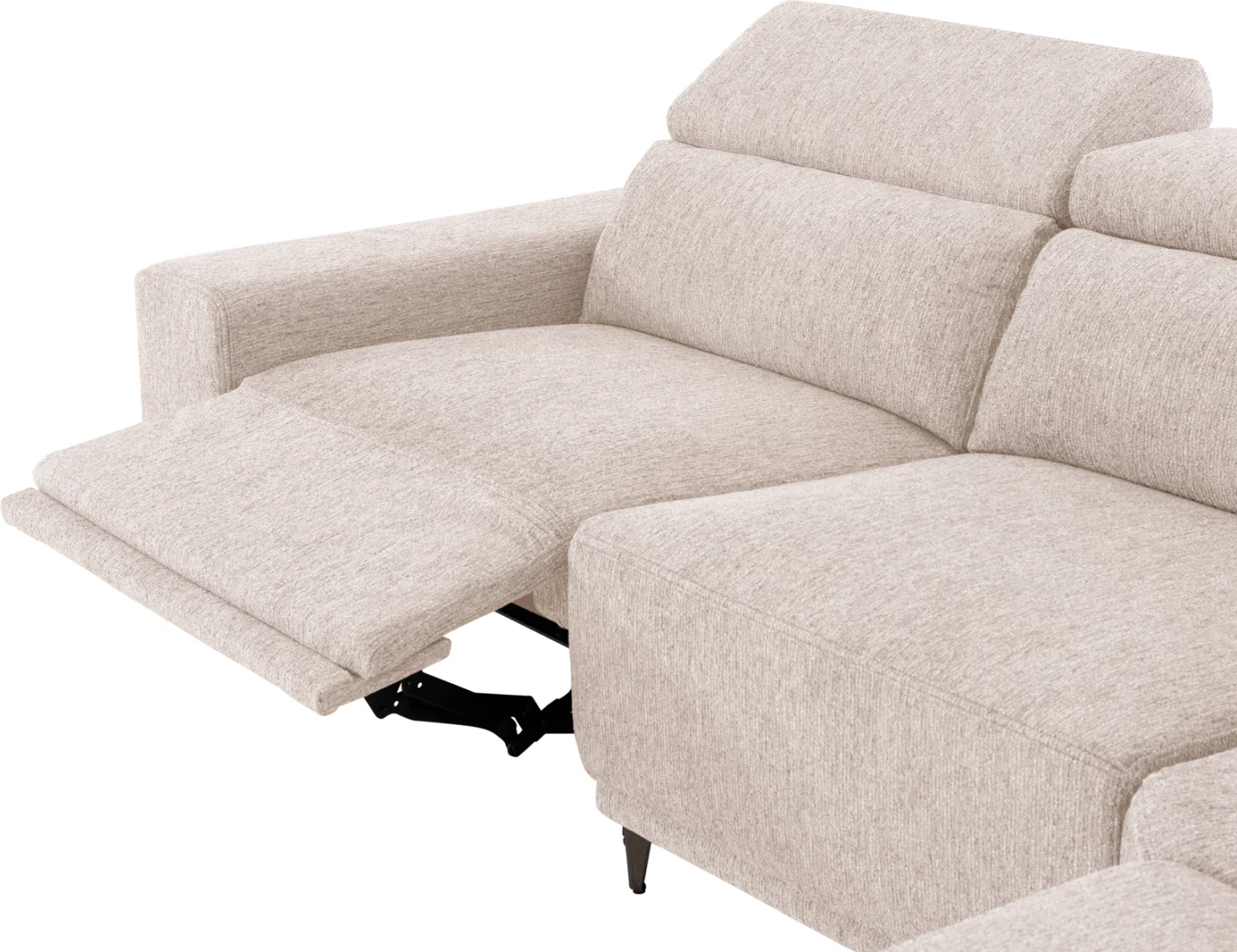 Këndore e majtë 5-vendëshe me recline, stof ecru, LUNARIS CD3316.02L, 307x267x94H