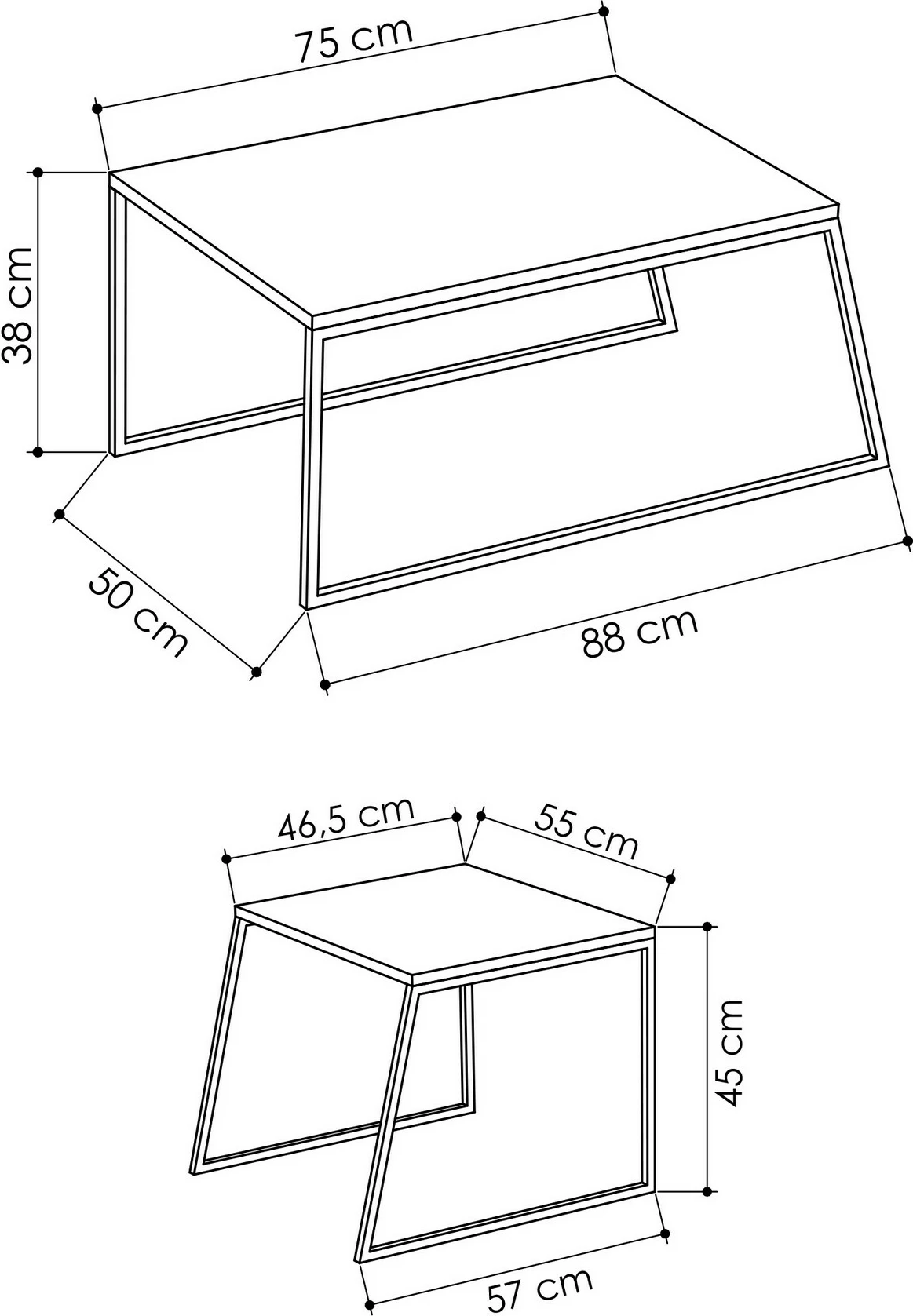 Set tavolinash kafeje Skye Decor, ngjyrë antracit