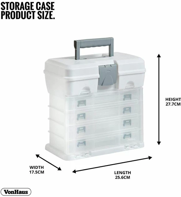 Kuti portative me sirtarë VonHaus 3515229, 2-në-1, 4 sirtarë të heqshëm me ndarëse, me kyç sigurie, e bardhë