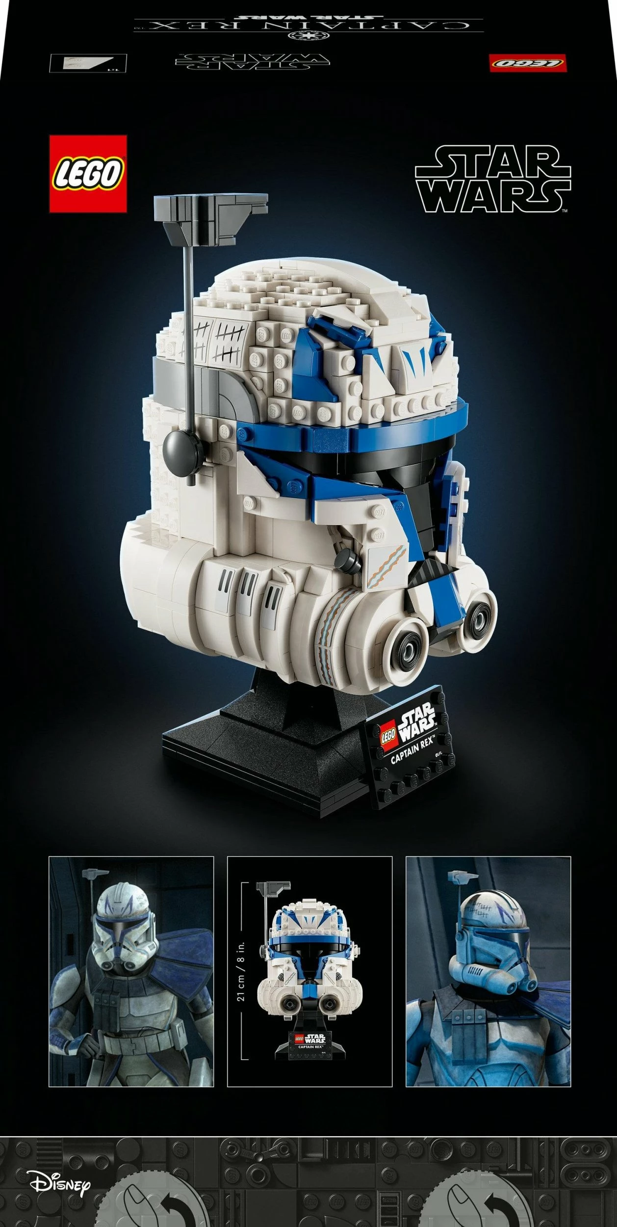 Set ndërtimi LEGO Star Wars Captain Rex Helmet 75349, 854 copë, 18+, bardhë/kaltër