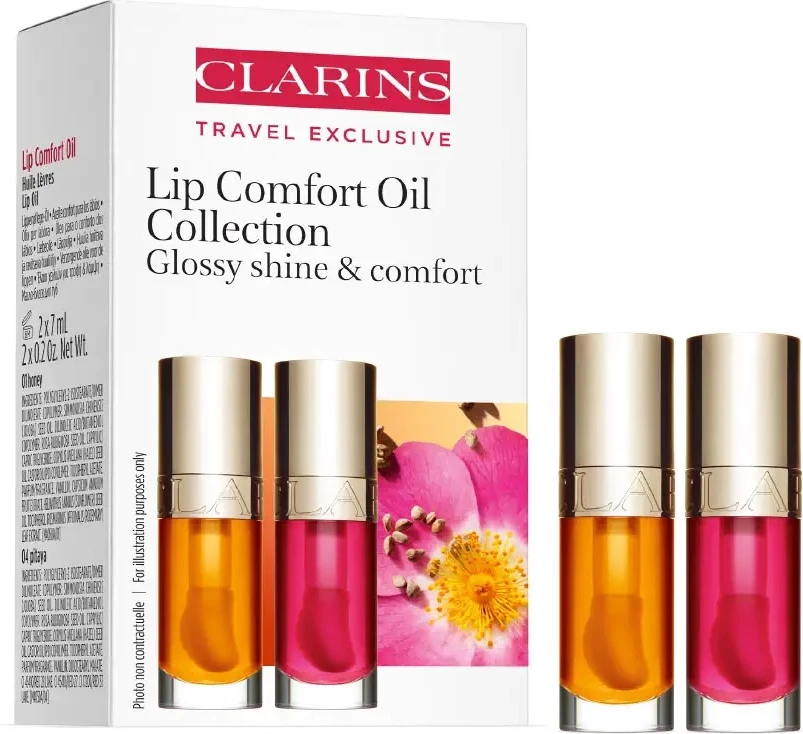 Set Vaj për Buzë Clarins Lip Comfort Oil, Honey & Pitaya, 2 x 7 ml