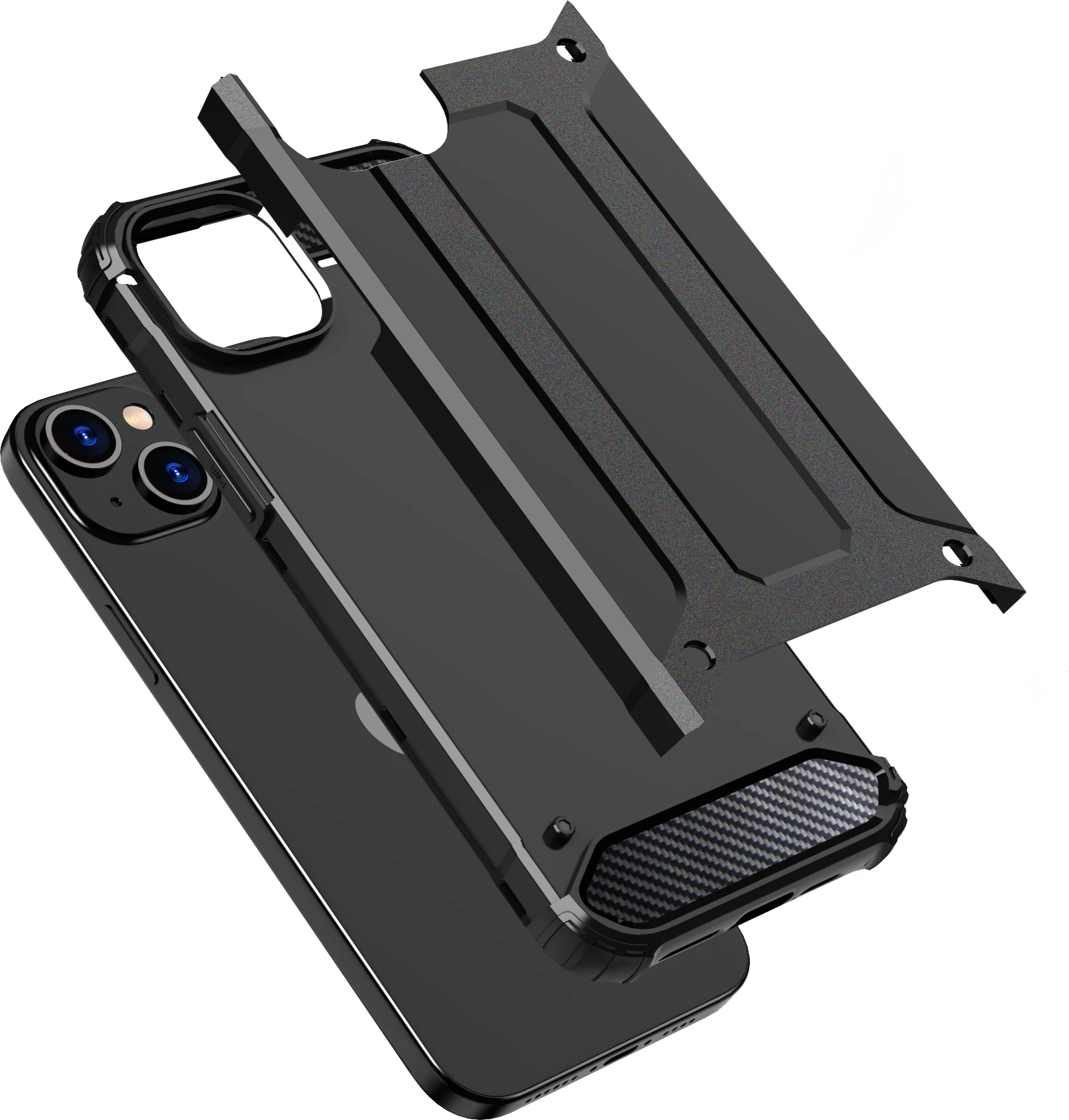 Mbështjellës Hurtel Hybrid Armor për iPhone 15, i zi