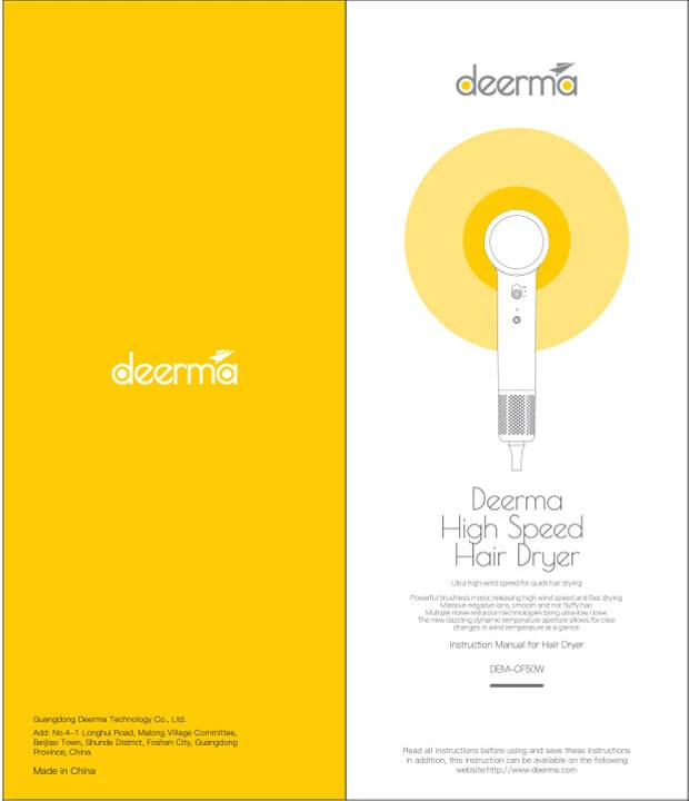Tharëse flokësh Deerma DEM-CF50W, 1400 W, blu e errët
