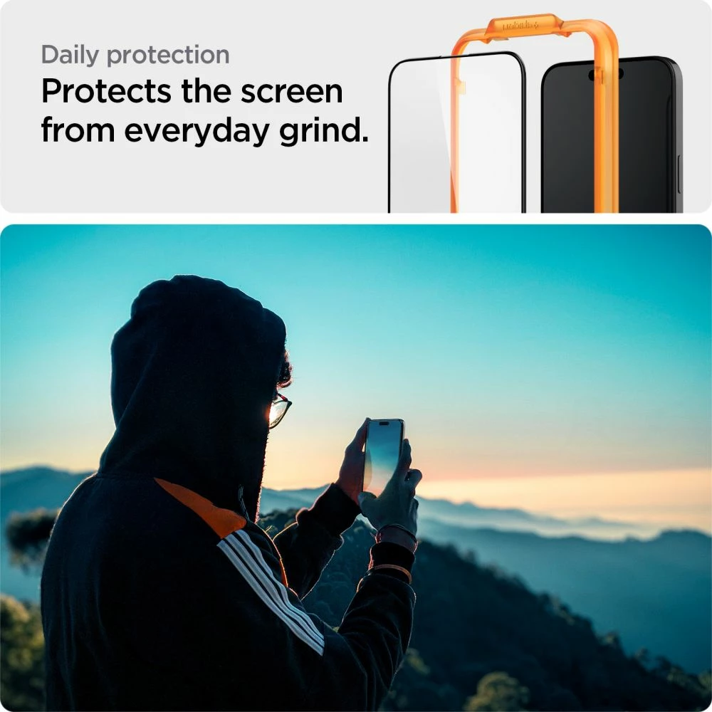 Xham mbrojtës Spigen Glass tR AlignMaster, për iPhone 15 Pro Max, 2 copë, Zi
