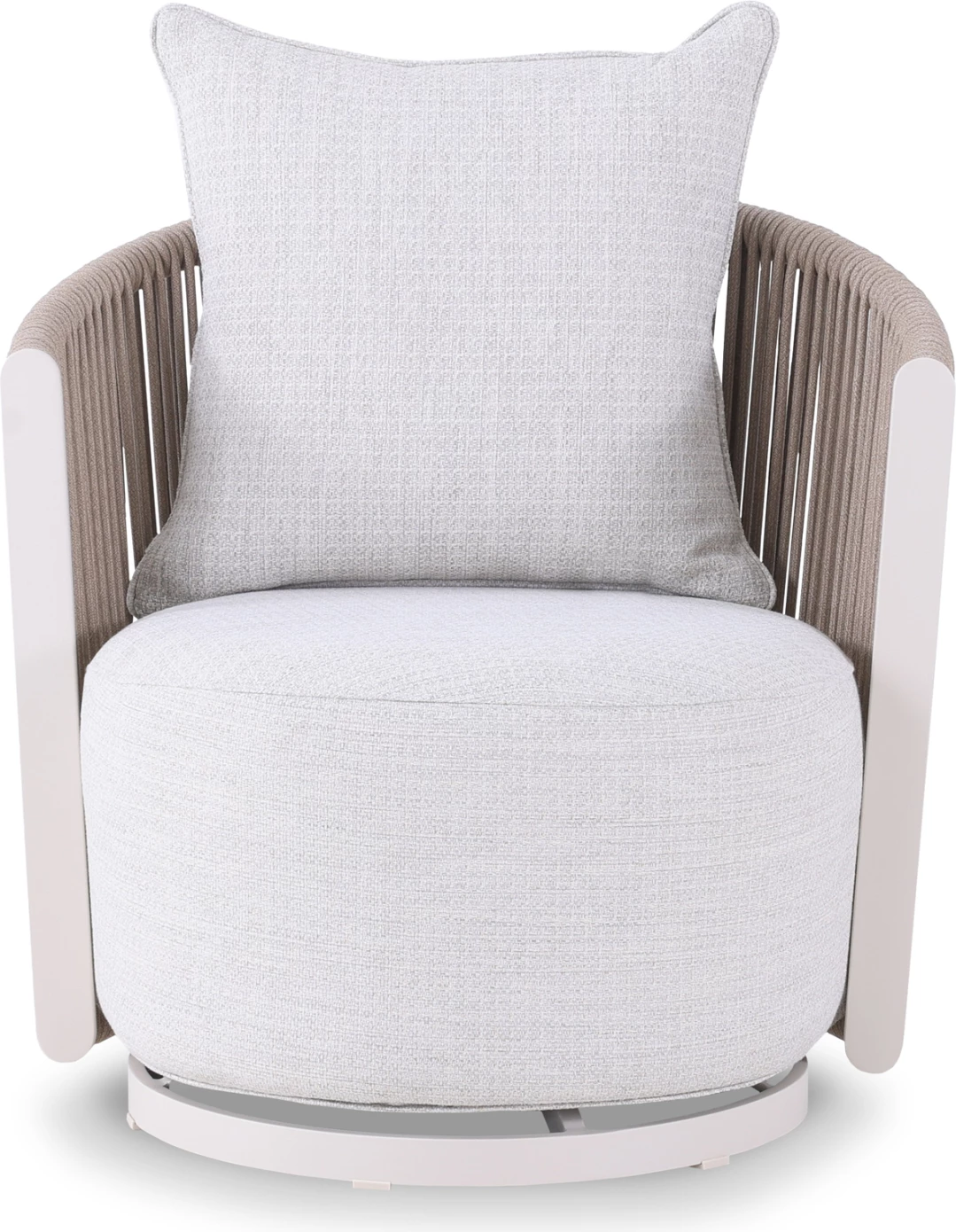 Karrige lounge rrotulluese LORIEN, alumin ngjyrë fildishi, litar, jastëkë bezhë, CD6392.01, 76x74x72cm