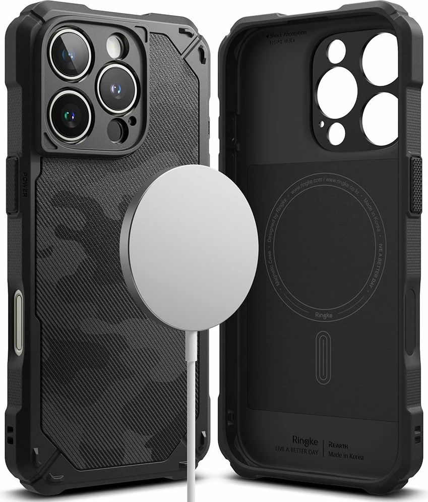 Mbështjellës Ringke Rugged Gear MagSafe për iPhone 16 Pro Max, i zi