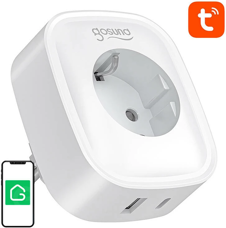 Prizë smart Gosund SP6, 16A, USB-C 20W, WiFi/Bluetooth, e bardhë