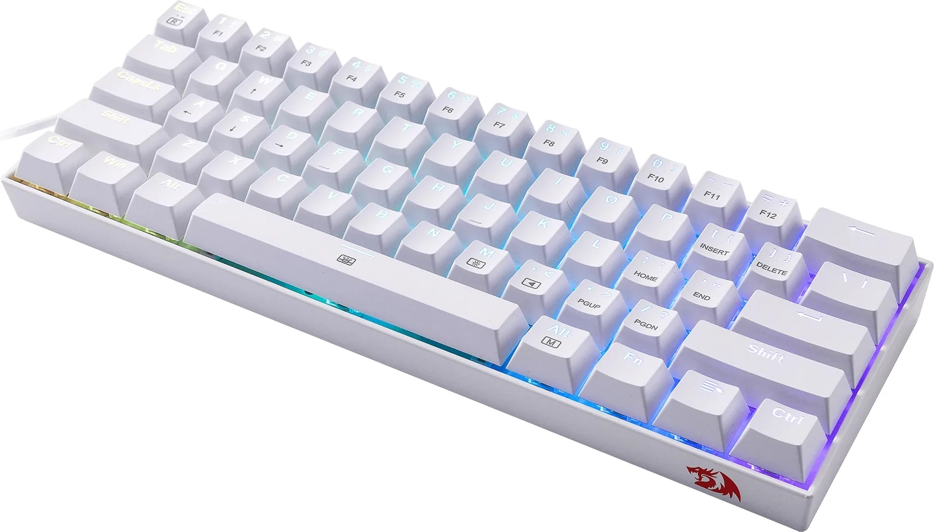Tastierë mekanike Redragon Dragonborn K630 60% (61 taste) RGB, red switch, e bardhë