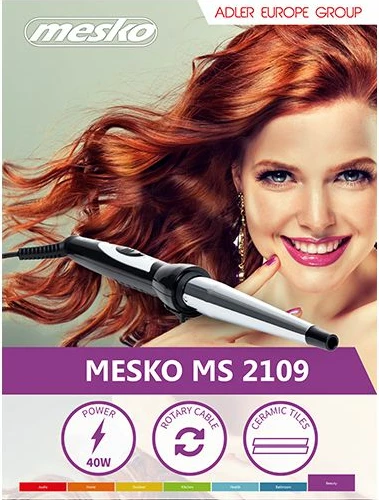 Hekur për kaçurrela Mesko MS2109 13-25 mm 40W, argjend/e zezë