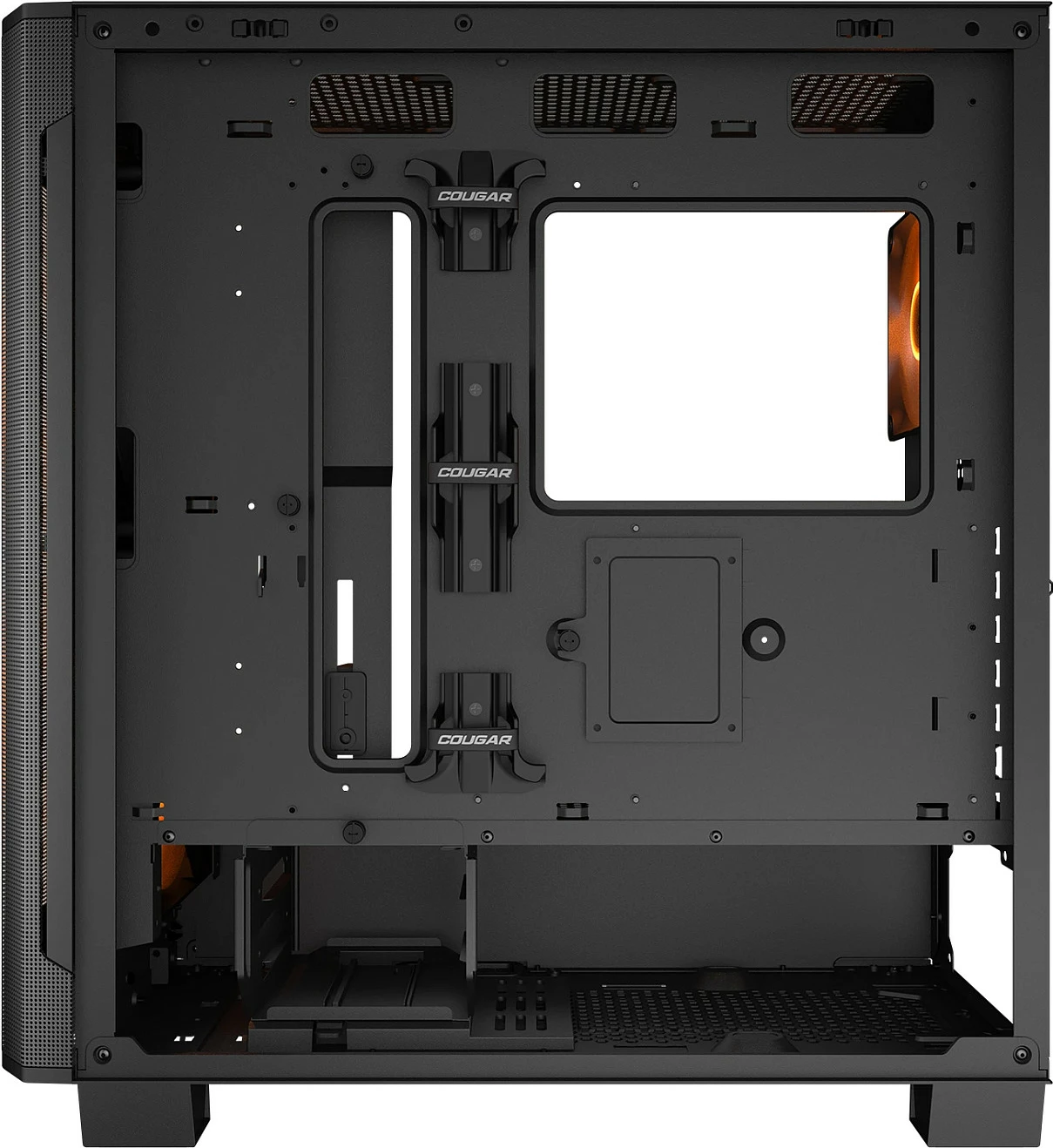 Kasë Cougar Airface FLO ARGB, Midi Tower, ATX/E-ATX, USB-C, xham i temperuar, e zezë