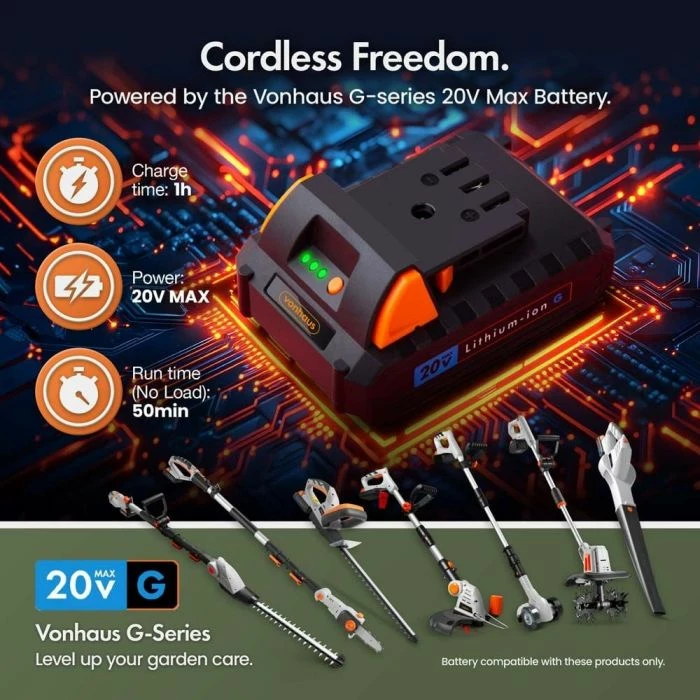 Bateri VONHAUS G Series MPN 3500385, Lithium-Ion 20V 4Ah, e zezë/portokalli