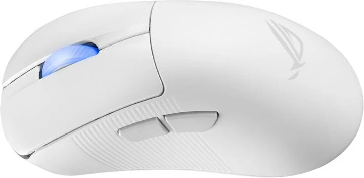 Maus gaming Asus ROG Keris II Ace 90MP03N0-BMUA10, 54 g ultra i lehtë, sensor 42.000 dpi, tri-mode wireless USB 2.4 GHz Bluetooth, polling deri 4K/8K, i bardhë