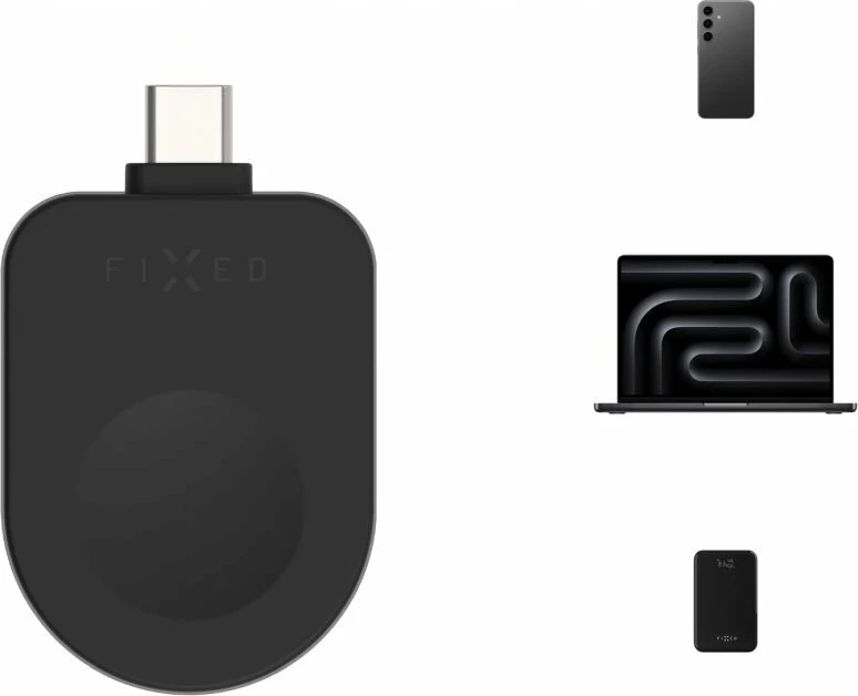 Adapter karikimi USB-C Fixed për Apple Watch (Powerstation Uni kompatibil), i zi, 1 copë