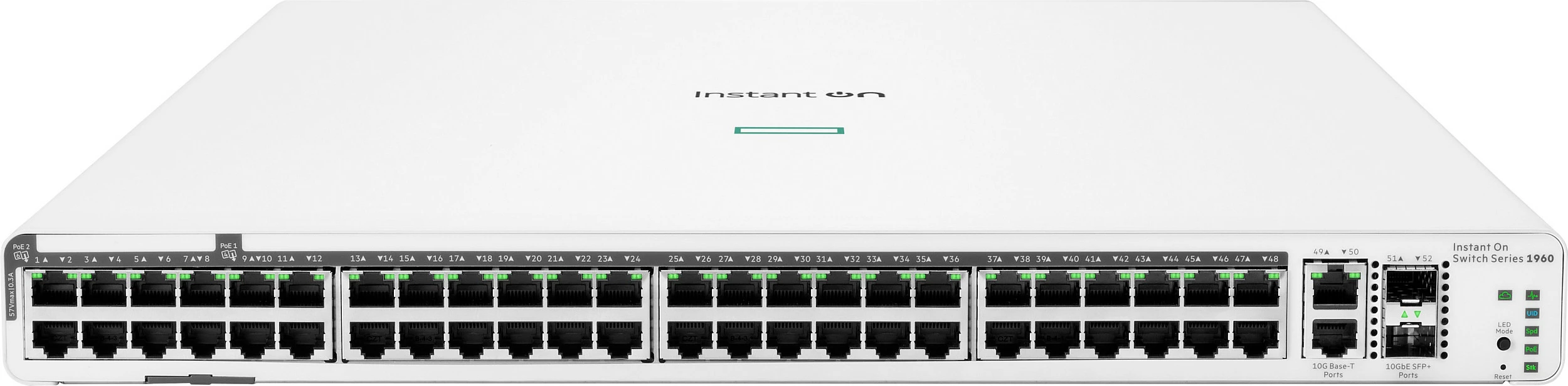 Switch HPE Aruba Instant On 1960, 48x Gigabit PoE, 2x 10GBASE-T, 2x SFP+, 600W, e bardhë/gri