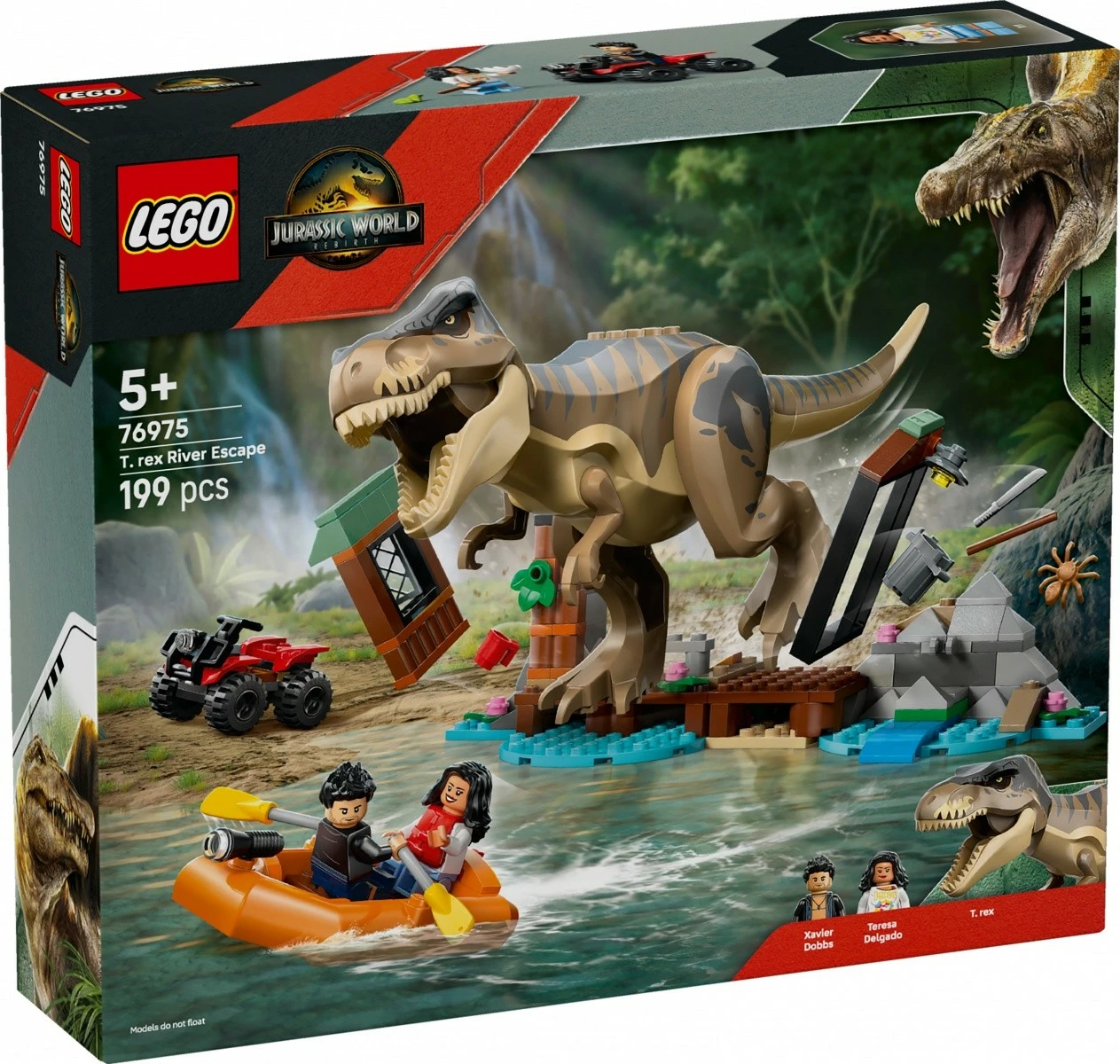 Set LEGO Jurassic World 76975 River Escape prej T-Rex, 199 pjesë