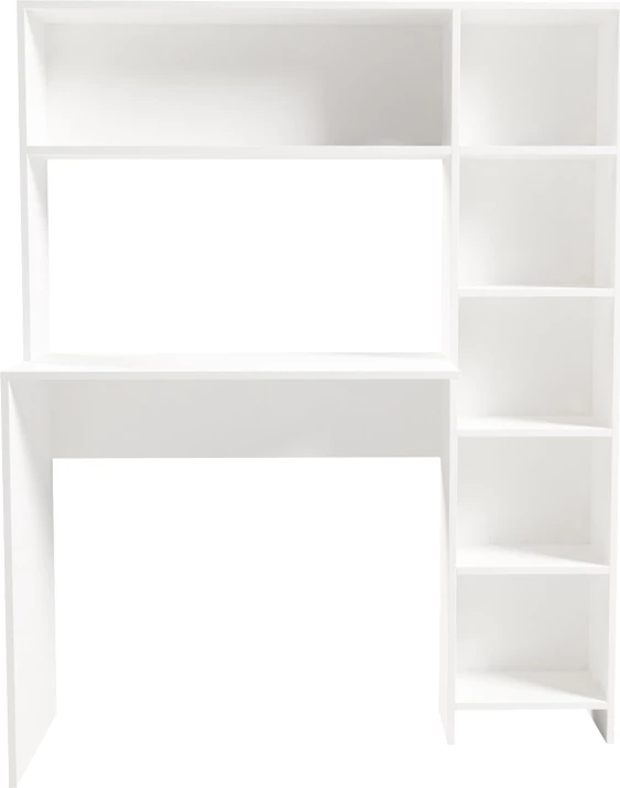 Tavolinë pune me rafte librash Janson, ngjyrë e bardhë, 113.2x40x141.8cm