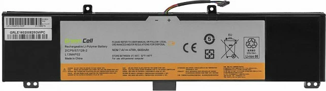 Bateri laptopi Green Cell për Lenovo Y50/Y70, 7.4V 6400mAh, e zezë