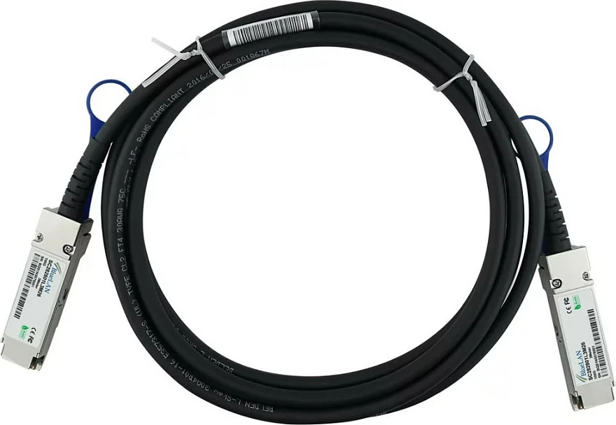 Kabllo DAC BlueOptics QSFP28-DAC-1M-SS, 100Gbps, 1m, QSFP28-QSFP28, e zezë
